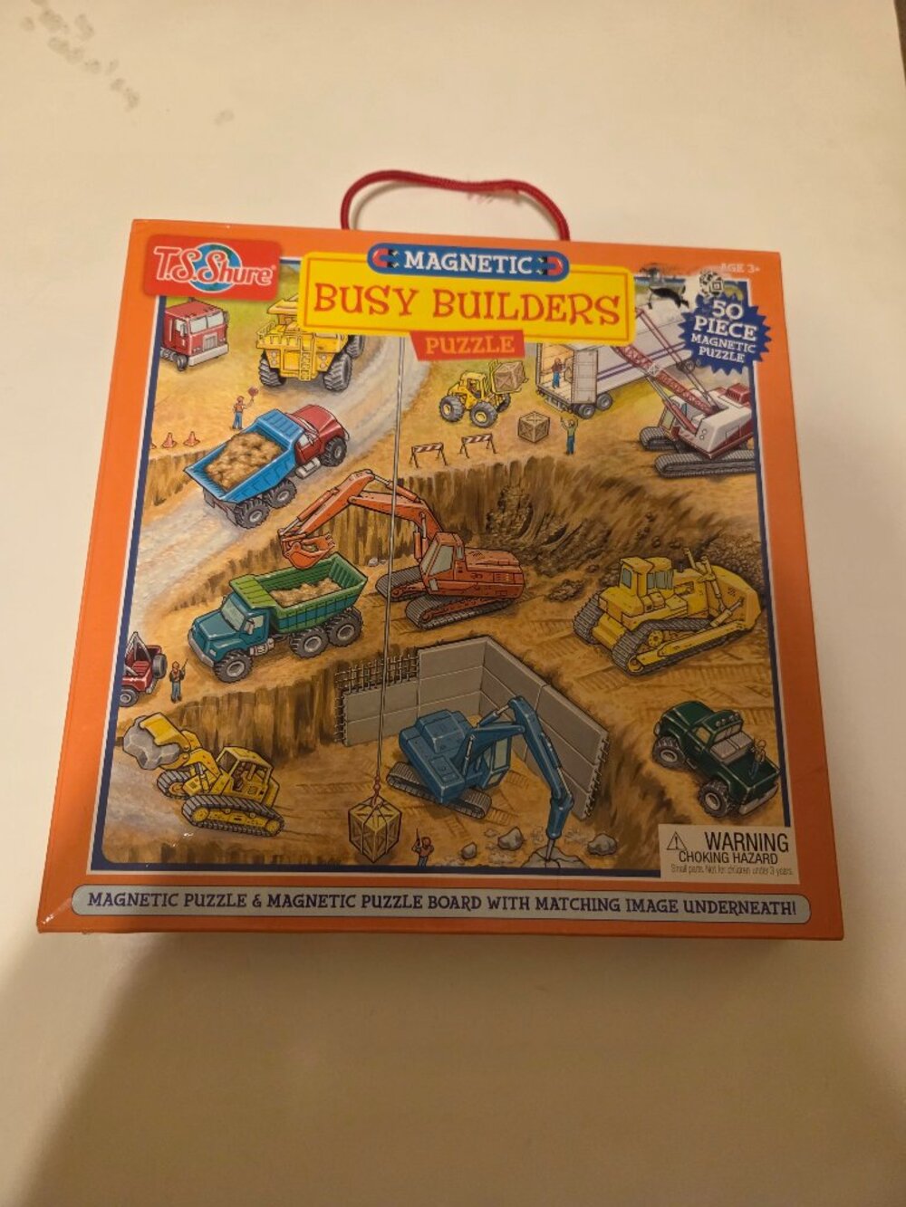 T.S. Shure "Busy Builders" 50-Piece Magnetic Puzzle feat Construction Scene
